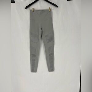 ALO Yoga Light Gray High-Waist Moto Leggings